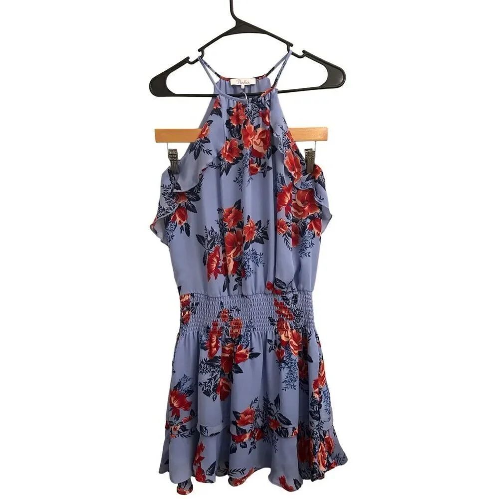 Parker mini halter dress floral lavender xs